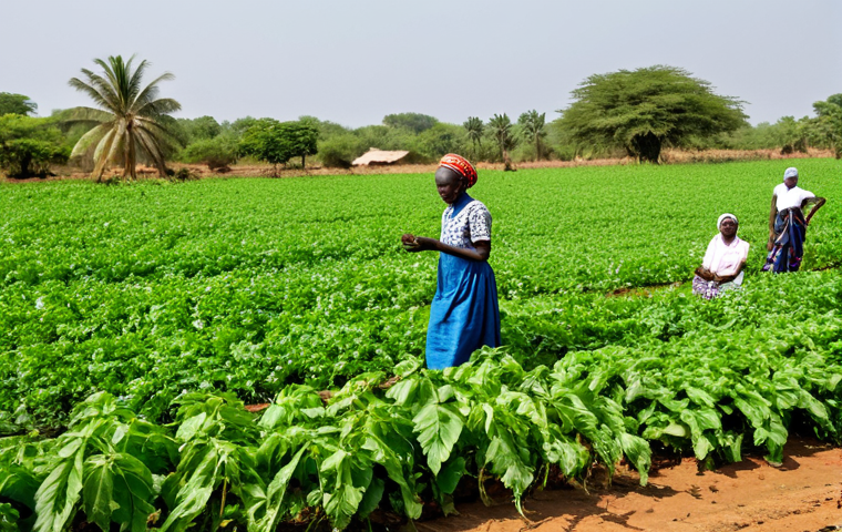 Resilient Gambian Farming Community**

"A vibrant, fully clothed Gambian farming family working together in their fields, modest clothing, using traditional and modern sustainable agriculture techniques, safe for work, background showing lush green crops interspersed with drought-resistant plants, appropriate content, perfect anatomy, correct proportions, natural pose, professional photography, high quality, family-friendly, well-formed hands, proper finger count, natural body proportions."

**