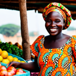 **

"A smiling Gambian woman in traditional, vibrant West African clothing, fully clothed, selling fruit at a bustling local market. Safe for work, appropriate content, professional, family-friendly, perfect anatomy, well-formed hands, correct proportions, natural pose, high quality, colorful background, shallow depth of field."

**