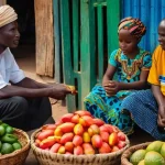 감비아와 기니비사우 비교 - **Prompt 1: Vibrant Gambian Market Scene**
    "A bustling, vibrant open-air market in a Gambian tow...